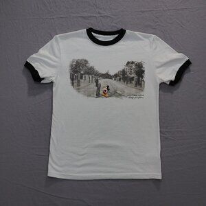 Disney Parks Walt Mickey Mouse Shirt Mens Small White On Main Street USA Ringer